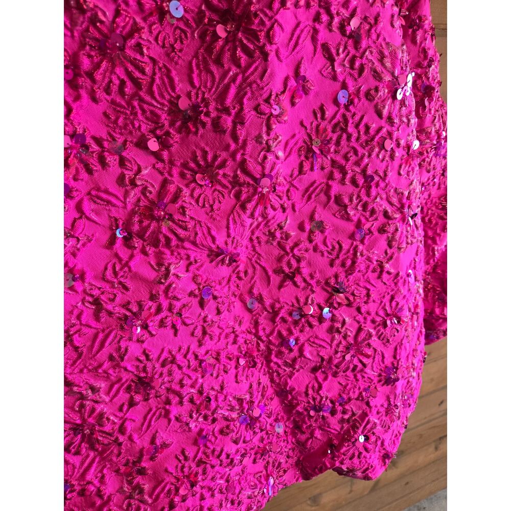 Valentino Mini Dress 2022 Pink PP Collection Jacquard Hot Pink Lurex Sequin 36 0 - Picture 9 of 16